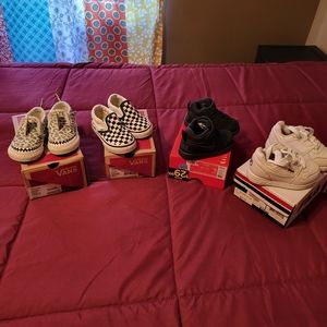 Baby Sneakers Sizes 4.5 to 6. Vans Nike Fila 4 pairs